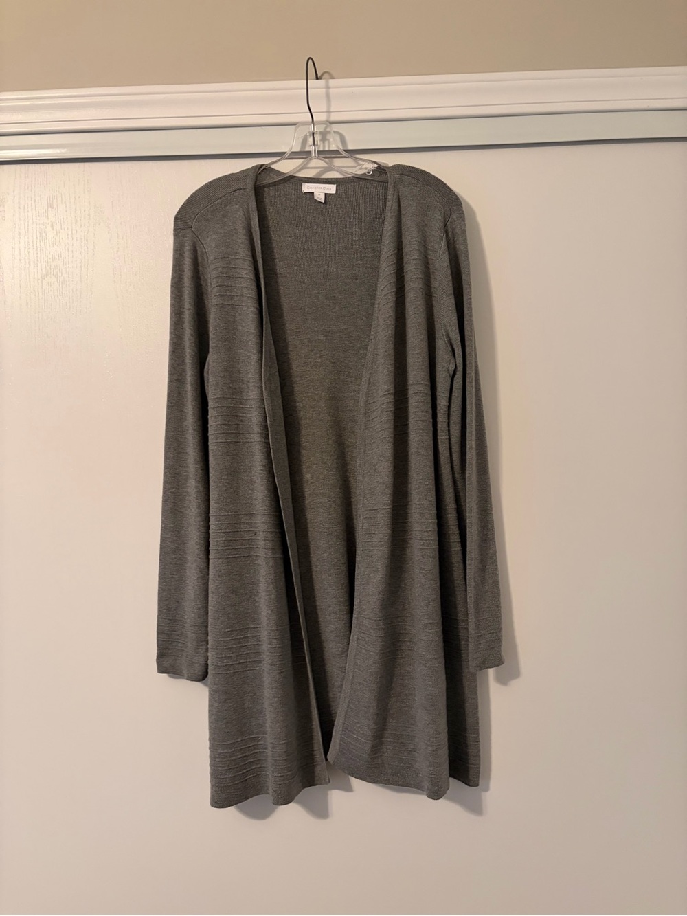 Charter Club Open-Front Gray Knit Cardigan